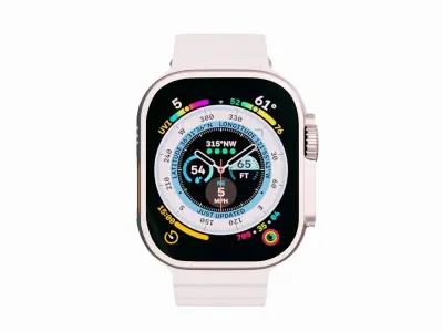 Apple Watch Ultra Ocean Band White Color 3D Model Low-poly 3D model