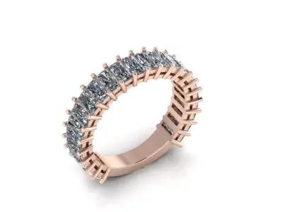 Woman wedding band with baguettes  3D print model