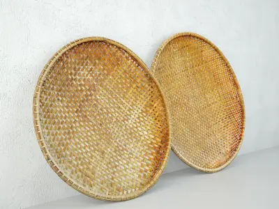 Bamboo Woven Round Trays 3D model