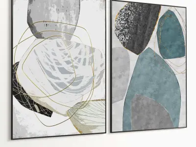 Plaster Two Photo Frame 403 Low-poly 3D model