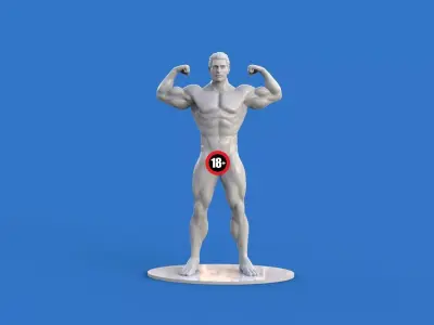 Muscular bodybuilder 3D print model