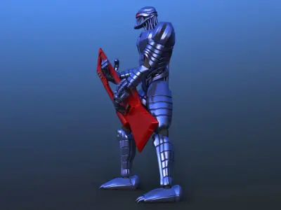 Futuristic Bass Player Robot 3D model