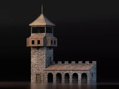 Medieval Watchtower Low-poly 3D model