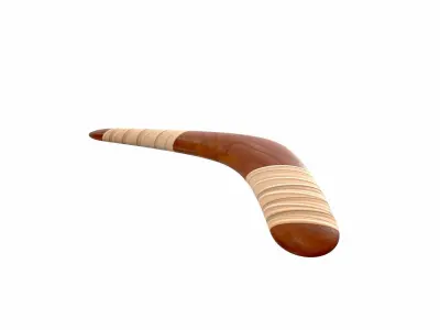 Boomerang wooden spoon with stripes Low-poly 3D model