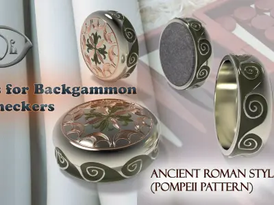 Chips Backgammon and Checkers Ancient Roman style 3D print model 3D print model