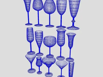 Cocktail Glass Pack Low-poly 3D model