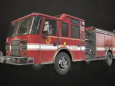 Fire Truck Low-poly 3D model
