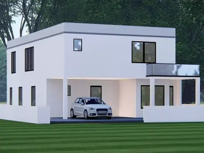 Modern House 3D Model Stylish Contemporary Luxury Home Exterior 3D model