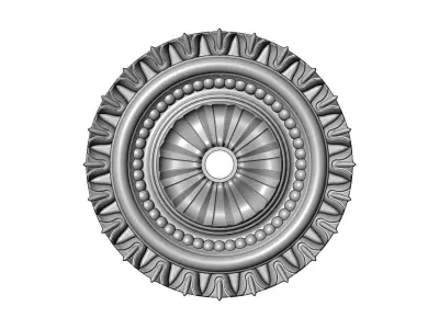 Faceted carved pattern ceiling medallion rosette relief  3D print model