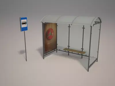 Bus Stop Shelter 3D Model Free low-poly 3D model