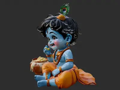 Baby Krishna 3D Printable Figurine  High-Detail  STL Model  3D print model