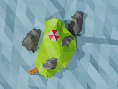 island location lighthouse island in the middle of the ocean 123 Low-poly 3D model