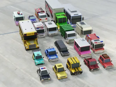 Cars Pack Low-poly  Low-poly 3D model