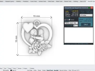 kiss love gold pendant jewelry 3D print model