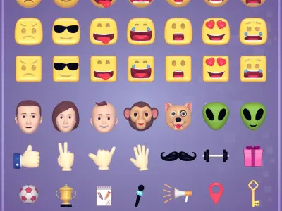 Cartoon Icon Pack -- Smiley Emoji Head Hand Sun Star Sport Heart Low-poly 3D model