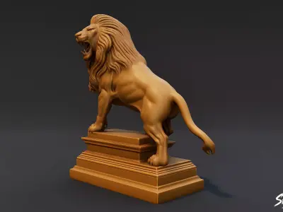 Lion Statue V9 Low-poly 3D model
