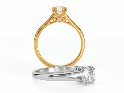 Engagement ring with a diamond 3D print model
