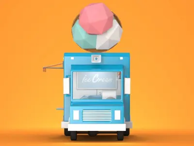 Ice Cream Truck Low-poly 3D model
