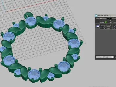 Pendant  circle with diamonds 3D print model