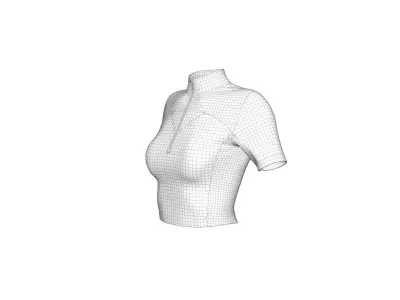 Women Sport Short Sleeve Zipper Wear 3D model