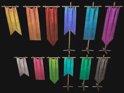 Medieval Flag Low-poly 3D model