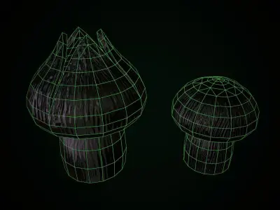 Swamp Fantasy Mushrooms Low-poly 3D model
