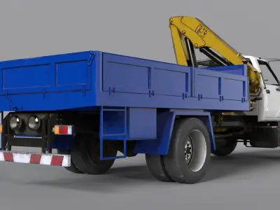 GMC Truck with crane Low-poly 3D model