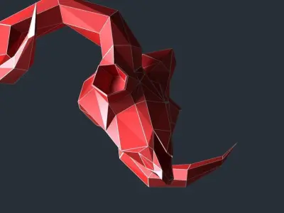 goat skul lowpoly 3D print model Low-poly 3D model