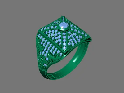 Gents Rings Diamond Men Ring STL 3DM 3D ready print model 3D print model