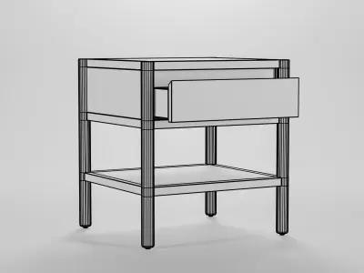 Monarch One Drawer Nightstand Low-poly 3D model