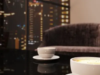 Mid-century interior scene 3D model 3D model