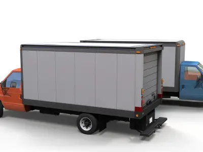 Industrial van box truck Low-poly 3D model