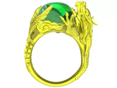 A5133 Luxury Dragon Keep Gem Stone Men Ring 3D print model