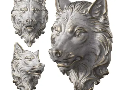Wolf Head Sculpture Low-poly 3D model