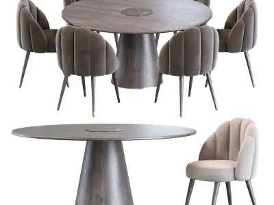 Daisy Chair and Bertoia Round Dining Table 3D model