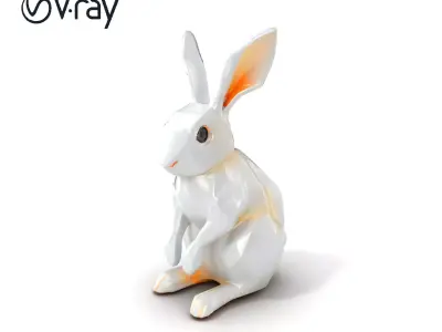 Polygonal Rabbit Sculpture model pack Low-poly 3D model