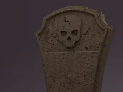 3D tombstone with skull 3D model