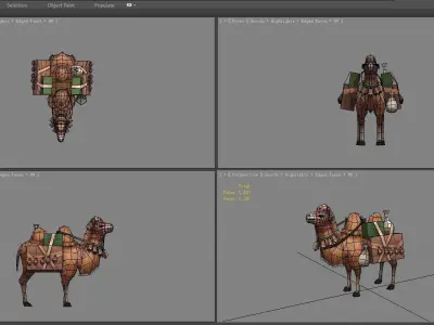 Cartoon bactrian camel - Pulling Goods - Caravans - Silk Road Low-poly 3D model