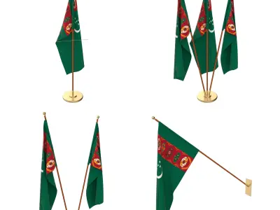 Turkmenistan Flag Pack 3D model
