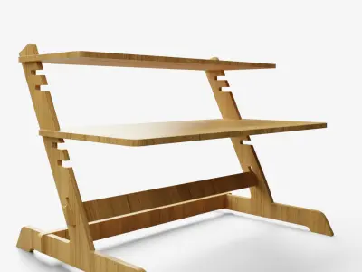 Bamboo Adjustable Sit Monitor Stand 3D model