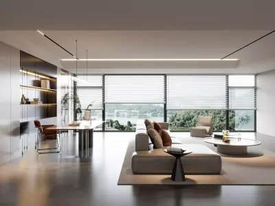 Modern living room 3D model 3D model