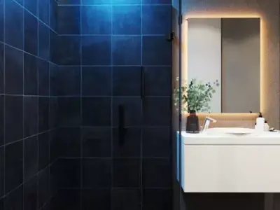 Realistic Modern Dark Luxury Bathroom Interior Scene 3D model