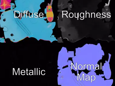 Blue Inflatable Unicorn model pack Low-poly 3D model