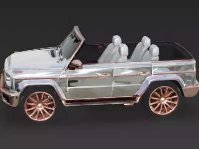Pearl White And Rose Gold Convertible SUV 3D Model Low-poly 3D model