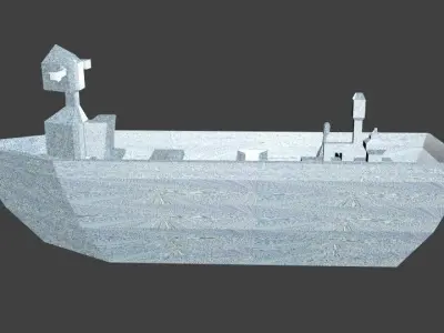 3D Boat with an Engine and Low Ploy Low-poly 3D model