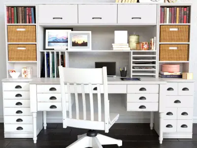 Set 23 desk with drawers and chair 3D model