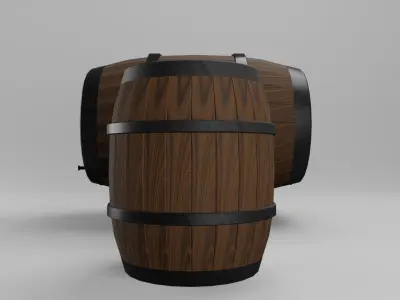 Low Poly Wooden Barrels Free low-poly 3D model