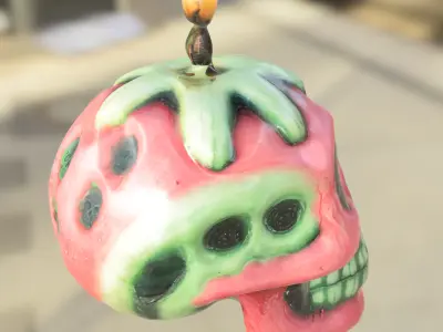 Strawberry Skull Candle 3D model