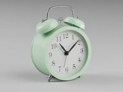 Retro alarm clock Green Low-poly 3D model