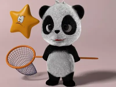 Cartoon panda RIGGED  Low-poly 3D model